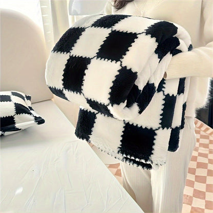 Soft Throw Blanket Polyester Plaid Flannel