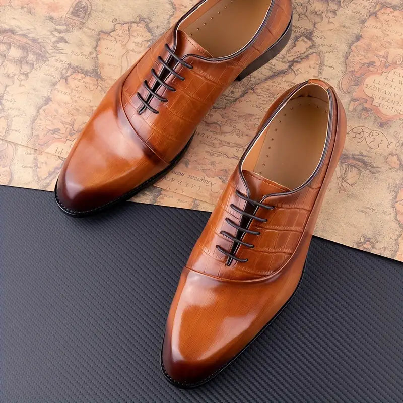 Men's Luxury Leather Oxford Shoes - Elegant Lace-Up Dress Shoes for Formal & Business Wear