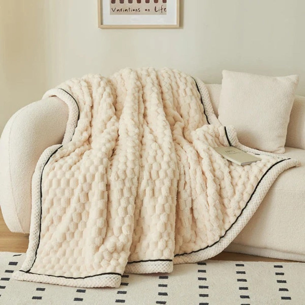 Textured Plush Sherpa Throw Blanket – Ultra Soft Fleece Layer for Lounge, Sofa or Bedroom Comfort