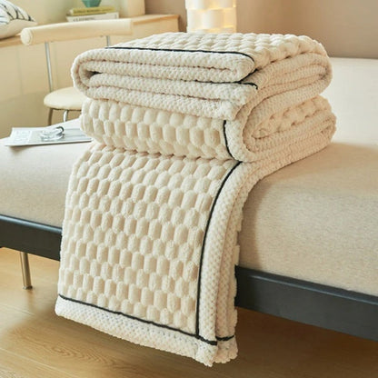 Textured Plush Sherpa Throw Blanket – Ultra Soft Fleece Layer for Lounge, Sofa or Bedroom Comfort