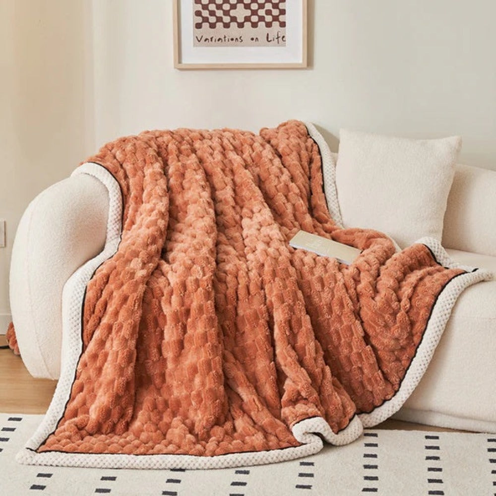 Textured Plush Sherpa Throw Blanket – Ultra Soft Fleece Layer for Lounge, Sofa or Bedroom Comfort