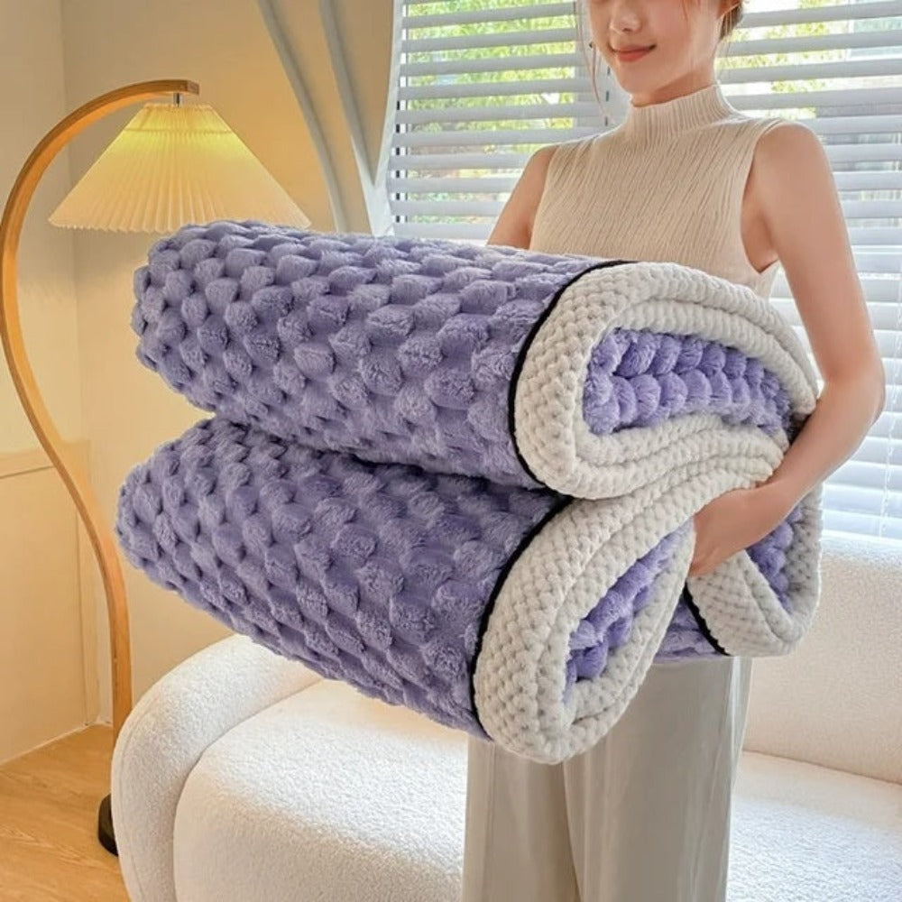 Textured Plush Sherpa Throw Blanket – Ultra Soft Fleece Layer for Lounge, Sofa or Bedroom Comfort