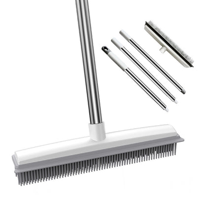 Pet Hair Removal Broom – Multi-Surface Rubber Brush for Carpet, Hardwood & Tile Floors