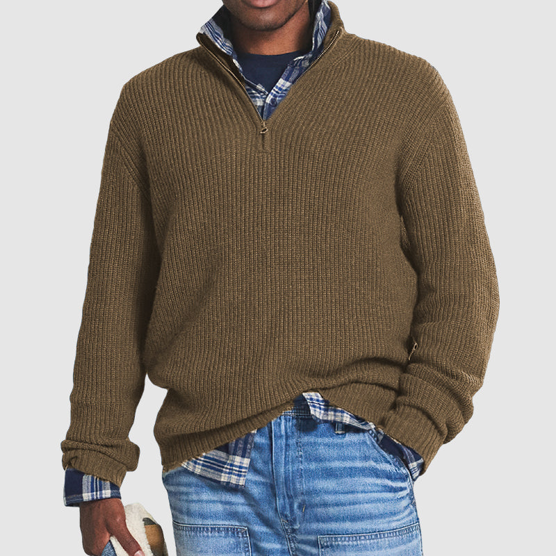 Men's Ribbed Knit Quarter-Zip Sweater – Classic, Warm, and Effortlessly Stylish