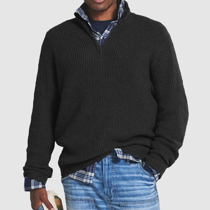 Men's Ribbed Knit Quarter-Zip Sweater – Classic, Warm, and Effortlessly Stylish